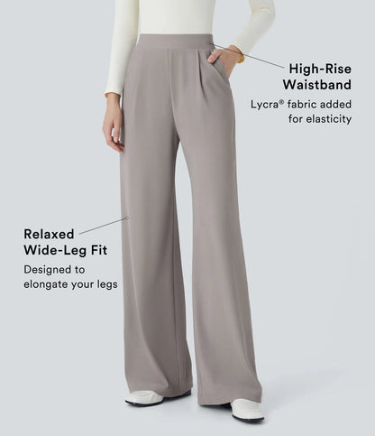 Halara Flex™ High Waisted Body Sculpt Waist-Slimming Pocket Wide Leg Micro Waffle Work Pants